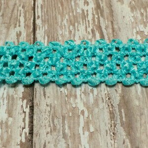 MINT Green ELASTIC Waffle Crochet Ribbon - 2 Yards X 1.5 Inches - for Crafts, Headbands, Couture Ribbon