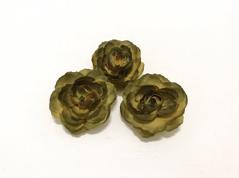 3 AVOCADO GREEN Artificial Ranunculus - Flower Crown, Artificial 3 AVOCADO GREEN Artificial Ranunculus - Flower Crown, Artificial