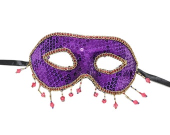 Masquerade Mask -PURPLE/RED Half Mask - Costume Party Mask