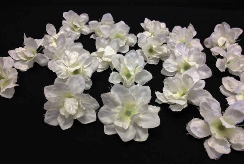 20 Cream White Artificial Delphinium Blossoms ALMOST 1.5 Inches Artificial Flowers, Flower Crown, Flower Letters, Hair Accessories, Tutu image 5