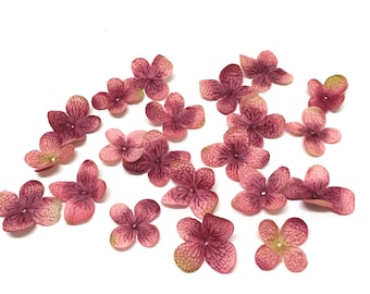 20 MAUVE Artificial Hydrangea Blossoms - Artificial Flowers, Silk Flowers, Flower Crown, Scrapbooking, Hair Accessories, Millinery, Corsage