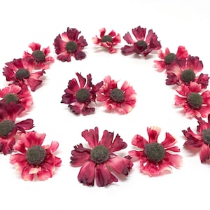 16 BURGUNDY Red Artificial Daisies - Artificial Flowers, Silk Flowers, Flower Crown, Daisy Crown, Hair Accessories, Wedding, Millinery, Hat