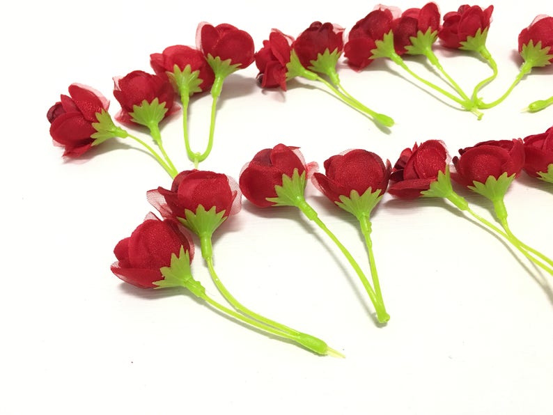 24 RED Artificial Sweetheart Roses MINIATURE Roses Silk Etsy
