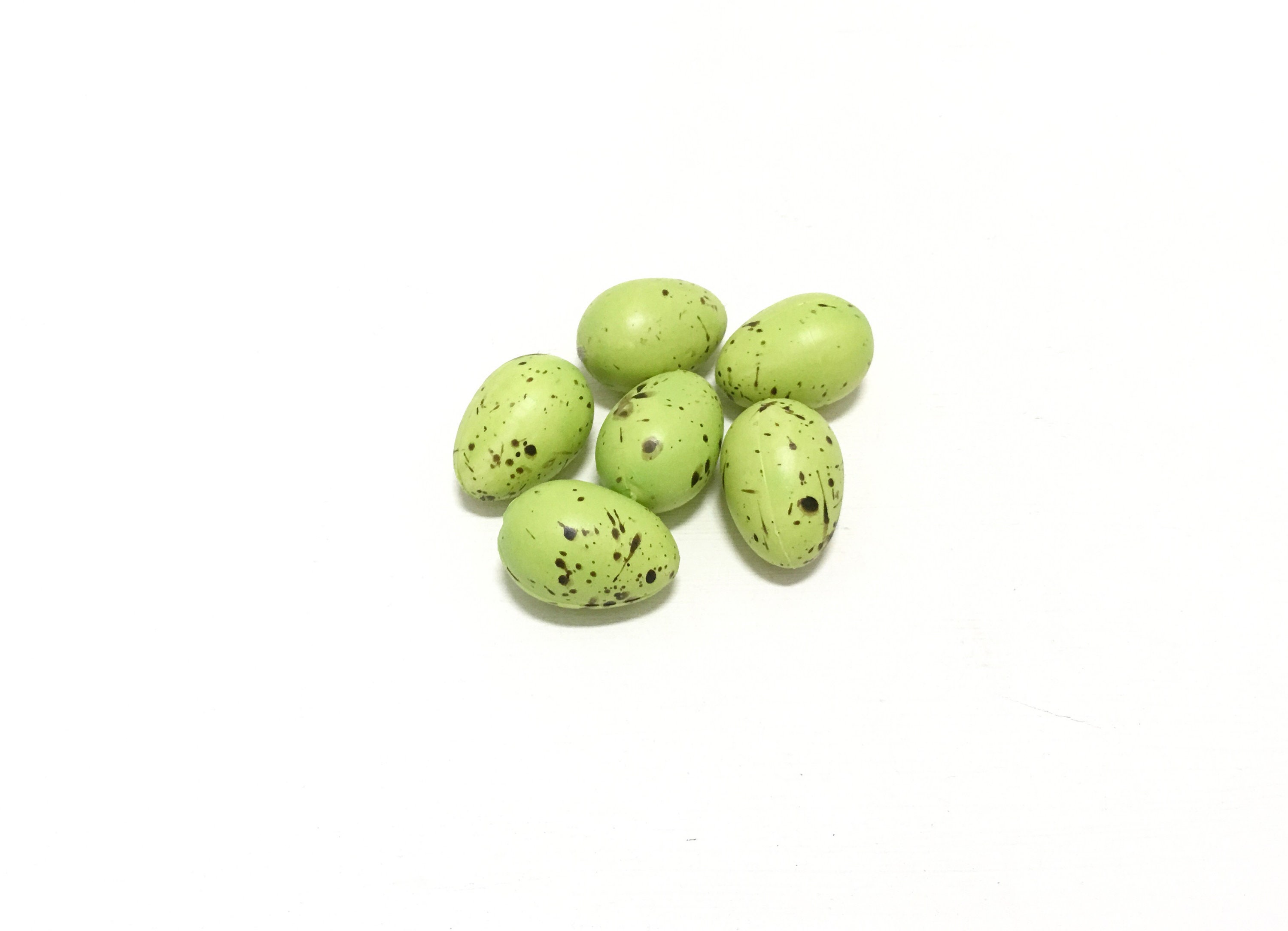 6 Artificial LIME GREEN Bird Eggs With Brown Speckles Etsy