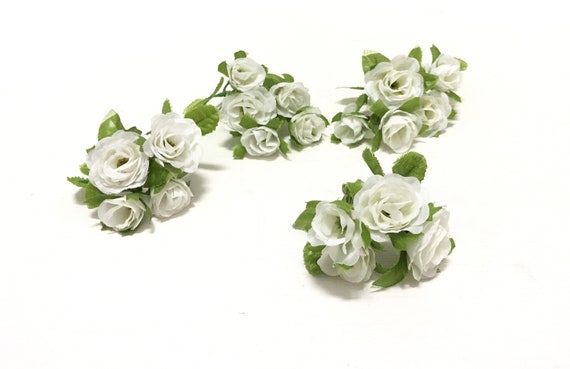 18 rosas pequeñas cream white miniatura flores artificiales - Etsy España