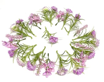 One Set of Lavender Mini Mums, Flowers, Berry Stems - Flower Crown, Artificial Flowers, Silk Flowers, Corsage, Wedding, Hair Accessories