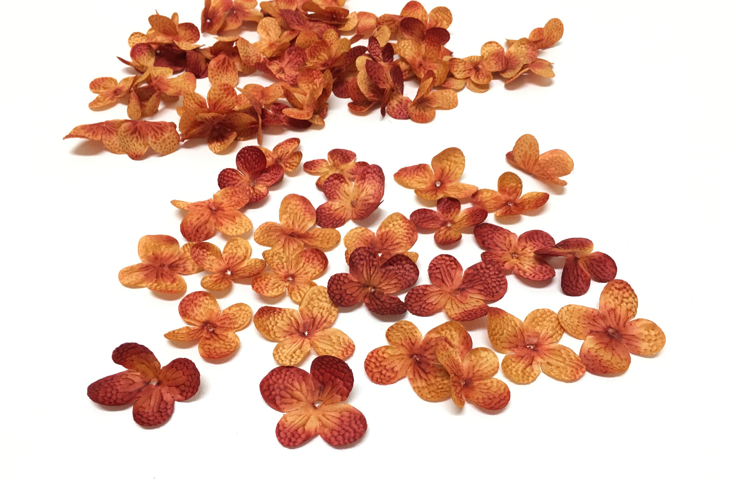 20 Rust Orange Artificial Hydrangea Blossoms in Rust Orange Etsy