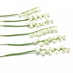 6 Plastic Lily of the Valley Flower Stems Artificial Flowers, Greenery, Filler, Wedding Flowers, Millinery, Hair Accessories, Tutu, Hat image 4