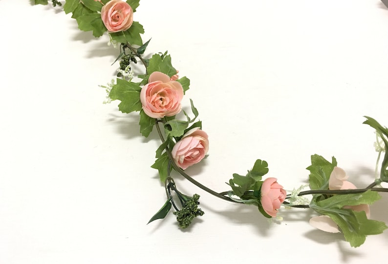 Silk Flowers Millinery Hair Accessories DIY Wedding 6 Ft Mini Pink Artificial Ranunculus Flower GARLAND- Wedding Arbor Flower Crown