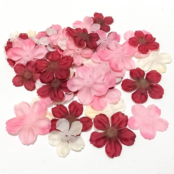 Delphinium Petals in Pink Ivory and Red - 50 Pieces - Artificial Flower Petals - Silk Flowers
