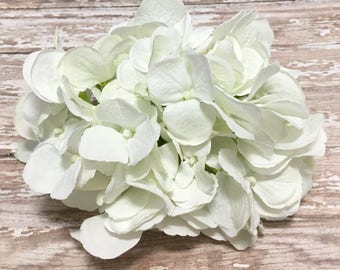 Artificial White Hydrangea Head - Artificial Flowers, Silk Flowers, Wedding, Flower Crown, Hair Accessories, Millinery, Party Supplies, DIY