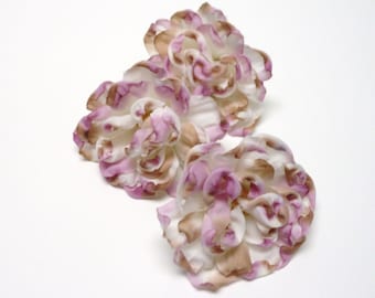 3 Small Lavender White Khaki Peonies - 2.5 Inches - Silk Flowers, Artificial Flowers, Embellishments, Silk Flowers, Flower Crown, Millinery