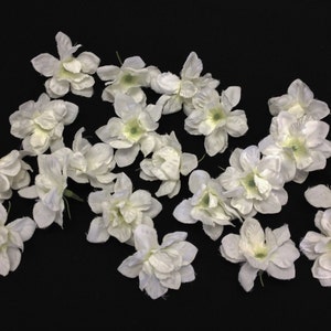 20 Cream White Artificial Delphinium Blossoms ALMOST 1.5 Inches Artificial Flowers, Flower Crown, Flower Letters, Hair Accessories, Tutu image 4