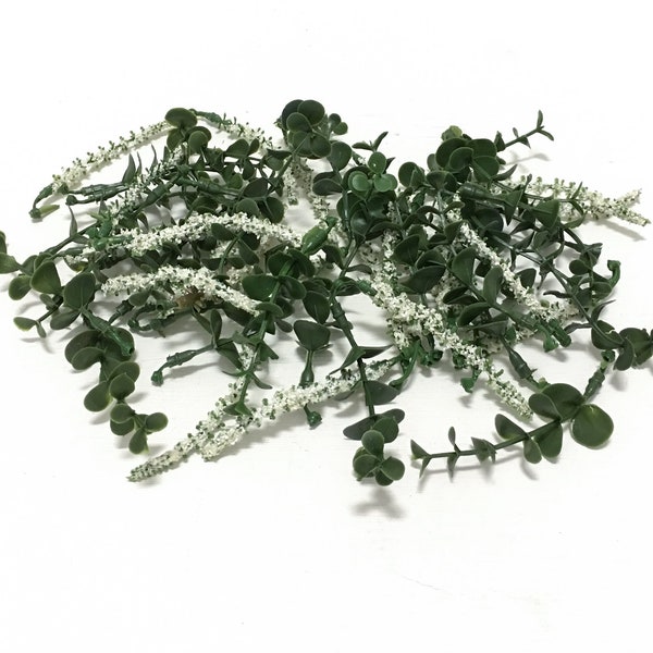 1 Set Eucalyptus and Spirea- Greenery, Artificial Filler, Plastic Flowers, Millinery, Flower Crown, Wedding, Hair Accessories, Corsage, Hat