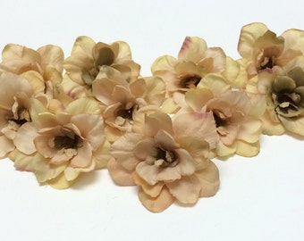 Silk Flowers - 10 Delphinium Blossoms in Taupe - 3 Inches - Artificial Flowers