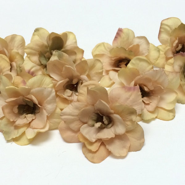 Silk Flowers - 10 Delphinium Blossoms in Taupe - 3 Inches - Artificial Flowers