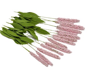 Set 14 Pink Artificial Mini Cattails - Artificial Flowers, Silk Flowers, Wildflowers, Flower Crown, Halo, Wedding, DIY, Wreath, Millinery