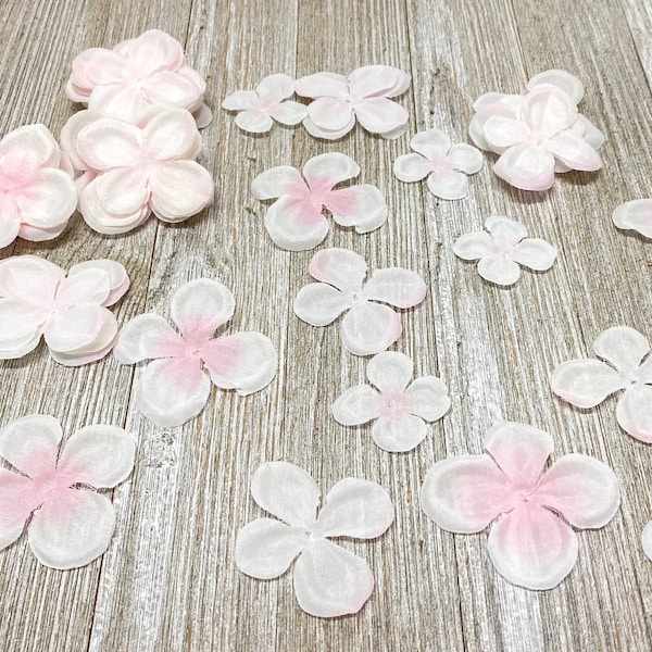 50 Artificial BLUSH PINK Hydrangea Blossoms - Flower Petals, Silk Flowers, Flower Crown, Artificial Flowers, Millinery, Hair Accessories