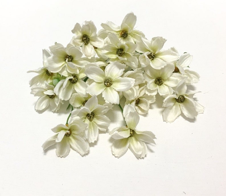 Silk Flowers 24 Cream Green Baby Cosmos TINY FLOWERS Etsy
