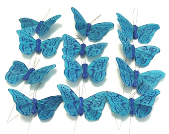 LXBCTOP Lot de 50 papillons colorés décoratifs avec épingles à nourrice - Couleurs aléatoires - En PVC - Papillons colorés - Pour la décoration des rideaux - Décoration de chambre d'enfant - Table à