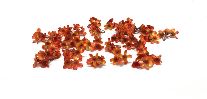 Corsage Wedding Artificial Flowers Hair Accessory Flower Crown Silk Flowers Millinery Artificial ORANGE WAXFLOWER Clusters- 35 Pieces
