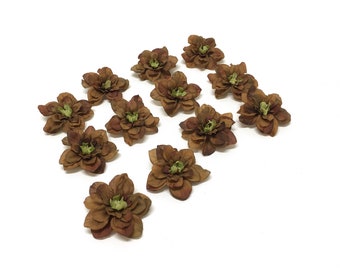 12 Brown Artificial Delphinium Blossoms - Artificial Flowers, Silk Flowers, Flower Crown, Hair Accessories, Corsage, Millinery, Tutu