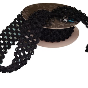 BLACK ELASTIC Waffle Crochet Ribbon - 2 Yards X 1.5 Inches - for Crafts, Headbands, Tutus, Couture Ribbon