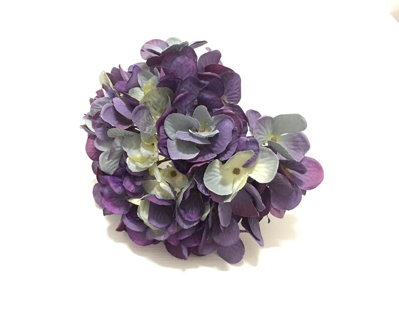 Hydrangea Head in Shades of Purple Artificial Flowers, Flower Crown, Halo, Wedding Flowers, Silk Flowers, Hair Accessories, Millinery, Hat image 3