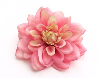 Dalia rosa artificial - 4,5 pulgadas - flores artificiales, flores de seda, flores de boda, accesorios para el cabello, corona de flores, millinery, corona
