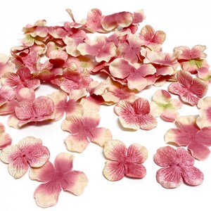 55 Mauve Beige Artificial Hydrangea Blossoms - Artificial Flowers, Silk Flowers, Hydrangea Blossoms, Petals, Flower Crown, Scrapbook, DIY