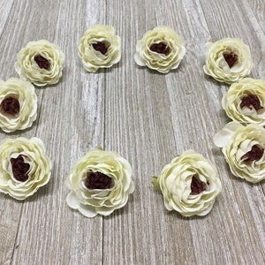 10 rosas artificiales con volantes color crema: accesorio para el cabello, corona de flores, halos, corona de boda, flores artificiales, flores de seda, letras de flores, tutú