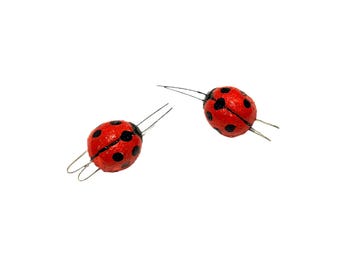 2 coccinelle artificiali in schiuma rossa su fili, 1 pollice - Scrapbooking, materiali artigianali