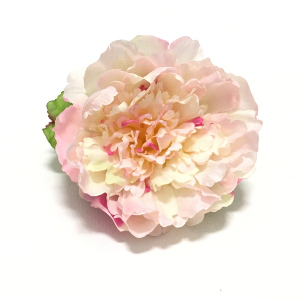 1 Pink and Cream Artificial Peony - Artificial Flower, Millinery, Silk Flowers, Wedding, Hair Accessories, Millinery, Bouquet, Corsage, Hat