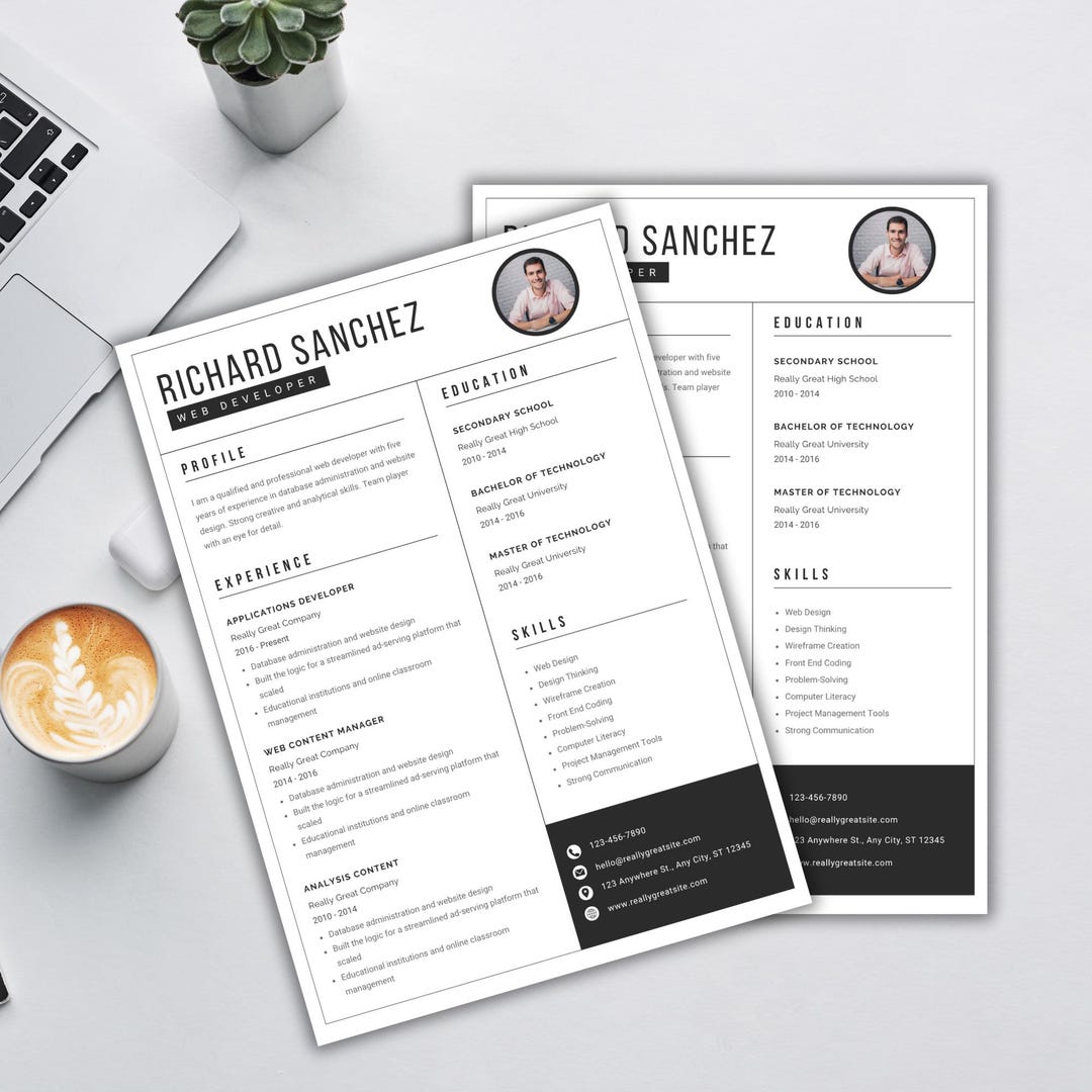 Web Developer Resume Template Canva Editable, Modern Tech CV ...