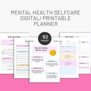 Planificateur d&#39;autosoins en santé mentale 2025 | Journal bien-être imprimable | Suivi quotidien de la gratitude et de l&#39;humeur | Amour de soi et définition d&#39;objectifs PDF