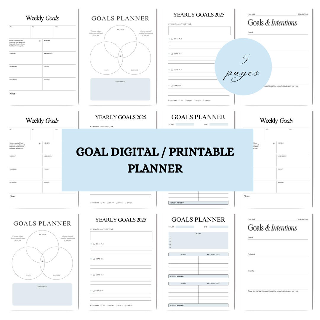 Goal Planner Printable | Editable Daily Weekly Monthly Goal Setting ...