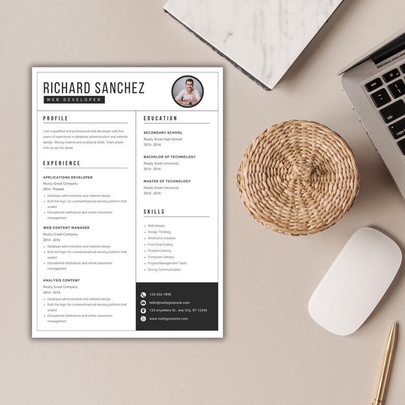 Web Developer Resume Template Canva Editable, Modern Tech CV ...
