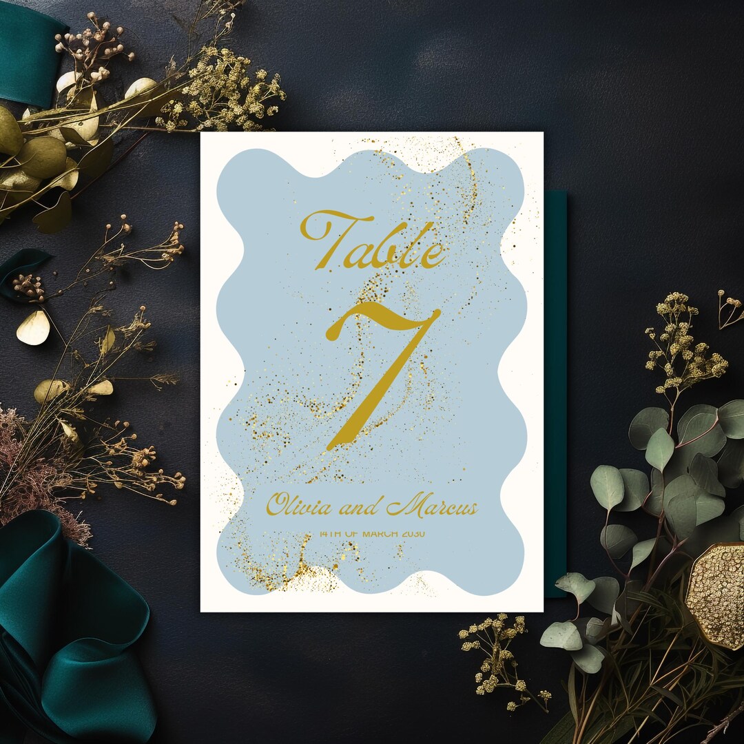 Table Number Template Using Logo Editable Table Number Template | Canva Printable Wedding Table Sign ...
