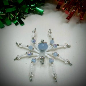Ice Blue Christmas Spider! Legend of the Christmas Spider. Swarovski Crystal Spider. Beaded Spider. Comes with legend. Spider Ornament