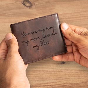 Besonderes Geschenk Papa•Vatertagsgeschenk•Gravur Geschenk•Mann Leder Brieftasche•Personalisierte Brieftasche•Leder Jahrestag•Schlanke Leder Brieftasche•Brieftasche