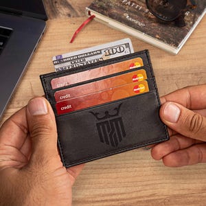 Tarjetero de cuero personalizado, tarjetero artesanal, tarjetero minimalista ultrafino, tarjetero, tarjetero de cuero para hombre