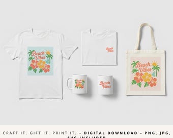 Beach SVG Summer Bundle – PNG JPG Cut Files for Cricut, Cups, Totes, Wall Art, Stickers & Vacation dIY Projects