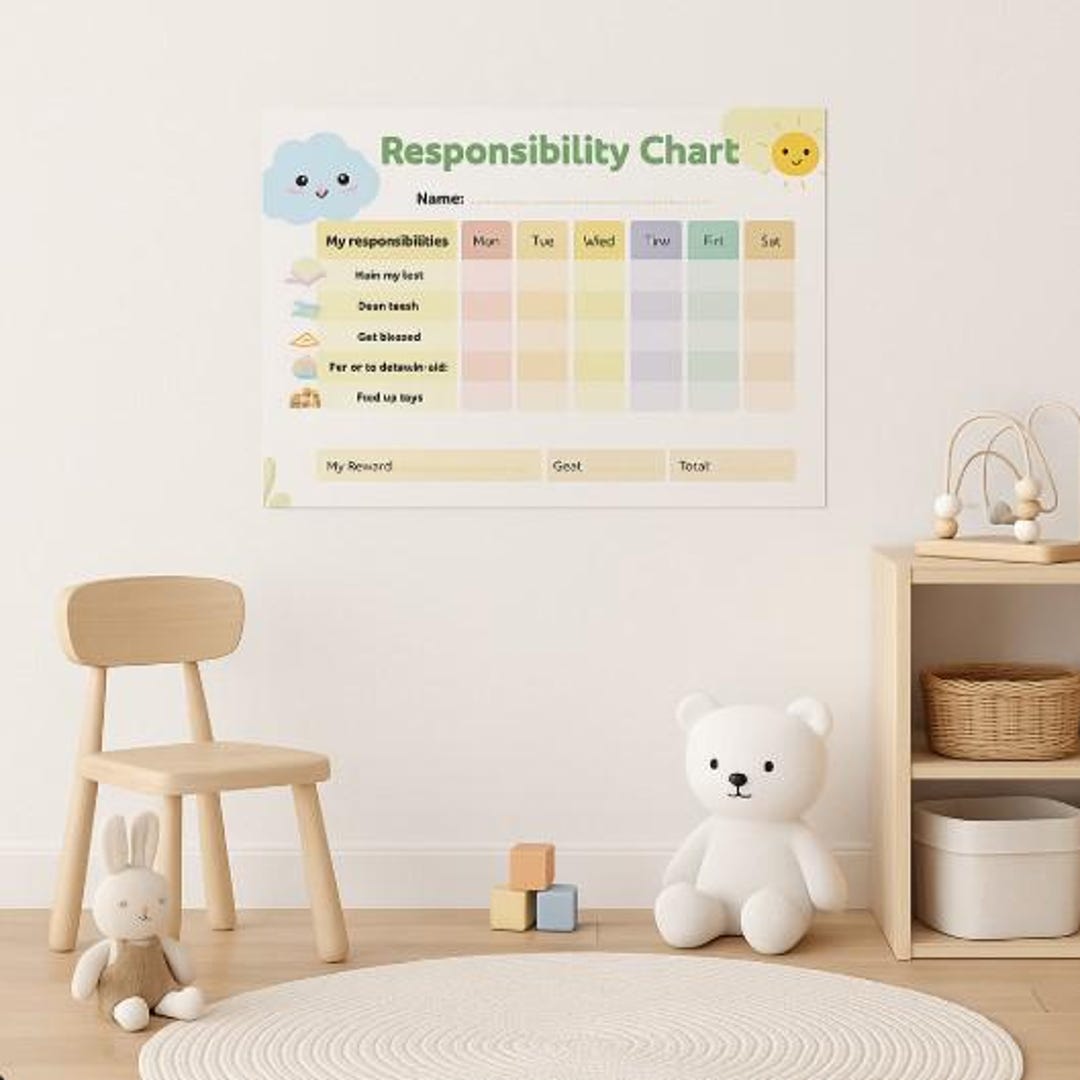 Cute and Colourful Kids Chore Chart | Printable and Editable Routine ...