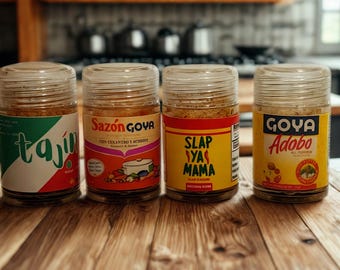Mini Seasoning Shakers | TikTok Viral Gift | Adobo, Sazón, Hot Sauce & More | Cute Kitchen Decor | Funny Gift for Foodies