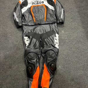 KTM 2 Piece Leather Racing Suit  MotoGP Motorcycle Gear  CE Armored Cowhide Suit Custom Fit XS–5XL Free Shipping