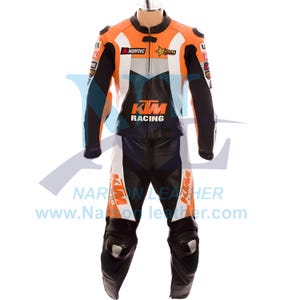 KTM Two Piece Motorcycle Racing Suit Mens Leather Motorbike Gear CE Armored Biker Riding Suit