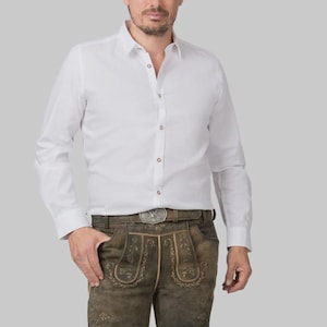 Men’s Traditional Brown Lederhosen Shorts with Embroidery & Belt Authentic Bavarian Oktoberfest German Costume