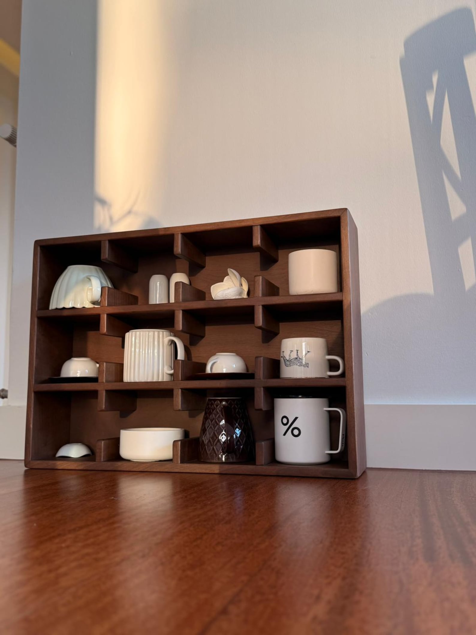Timber Mug Rack Walnut Wood Mug Rack | VIVECA Coffee Bar Organizer - Etsy
