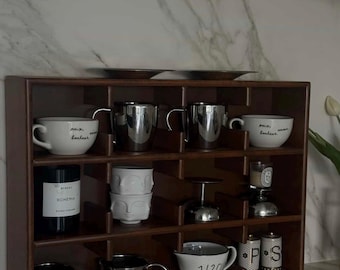 Porta tazze in legno di noce / Organizzatore per bar da caffè VIVECA