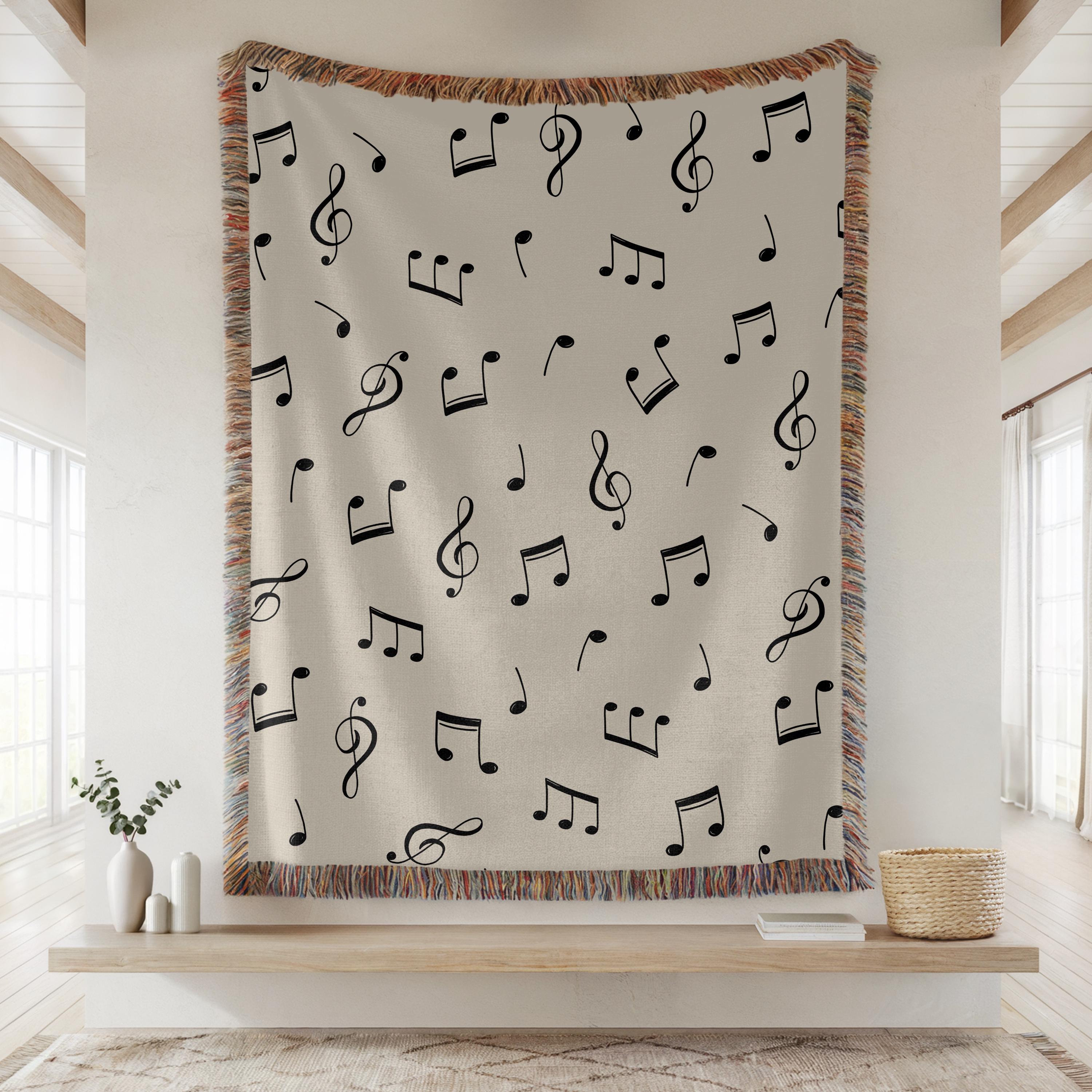 JYJ their rooms Music Essay & NII ブランケット Music Notes Woven Blanket, Blanket, Cotton Tapestry, Elegant Decor